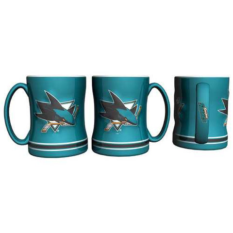 San Jose Sharks Coffee Mug 14oz Sculpted Relief Special Order