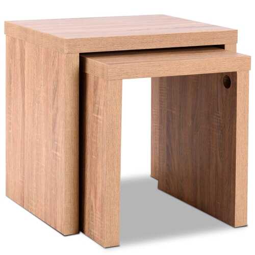 Set of 2 Nesting Wooden Coffee End Table Side Table