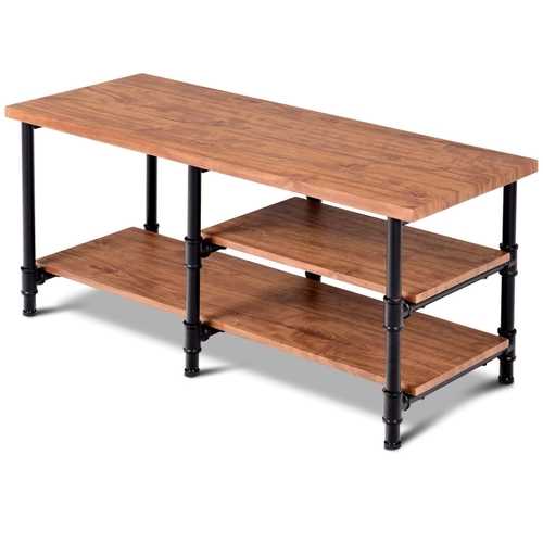 3-Tier Metal Frame Coffee Table with Storage Shelves