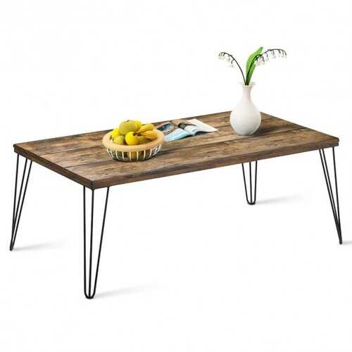 Rustic Industrial Solid Wood Rectangular Cocktail Coffee Table