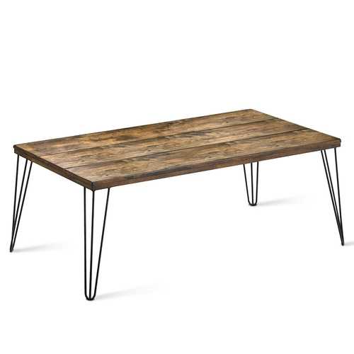 Rustic Industrial Solid Wood Rectangular Cocktail Coffee Table