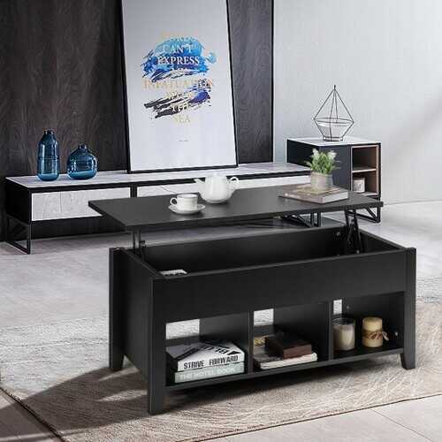 Lift Top Coffee Table with Storage Lower Shelf-Black