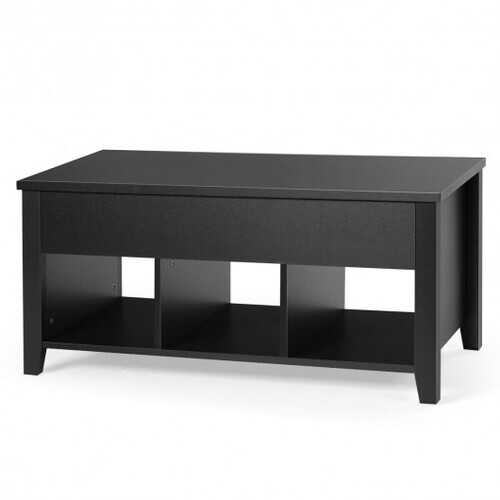 Lift Top Coffee Table with Storage Lower Shelf-Black