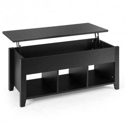 Lift Top Coffee Table with Storage Lower Shelf-Black