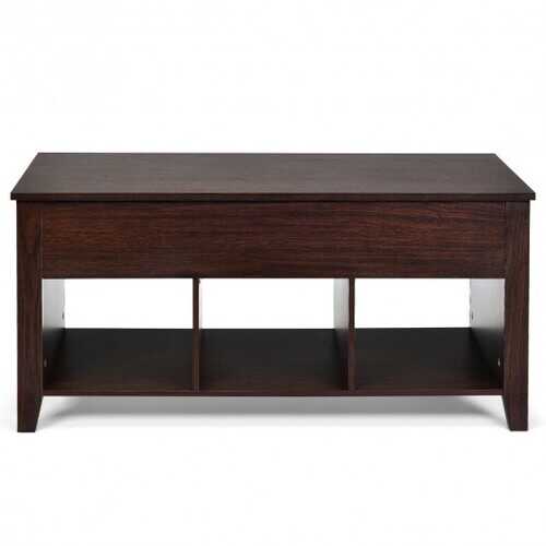 Lift Top Coffee Table with Storage Lower Shelf-Brown