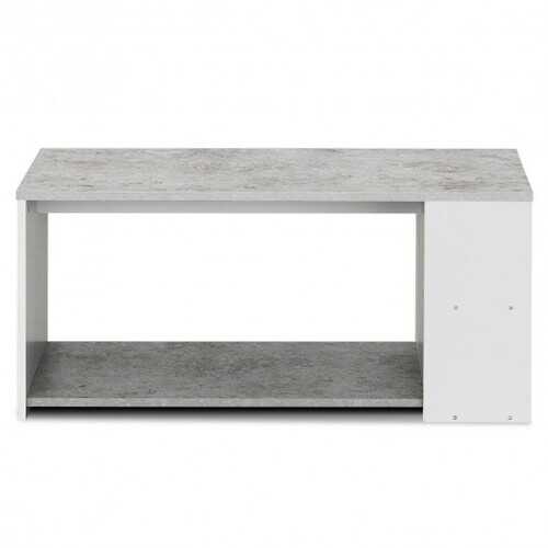 Coffee Table Sofa Side Table with Storage Shelves -Gray