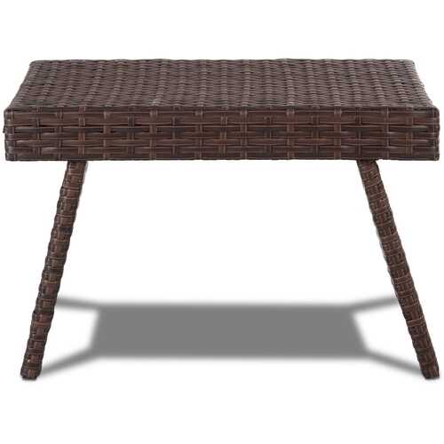 Folding PE Rattan Side Coffee Table Patio Garden Furniture