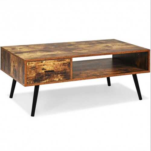 Mid Century Modern Living Room Retro Coffee Table-Brown