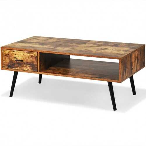 Mid Century Modern Living Room Retro Coffee Table-Brown