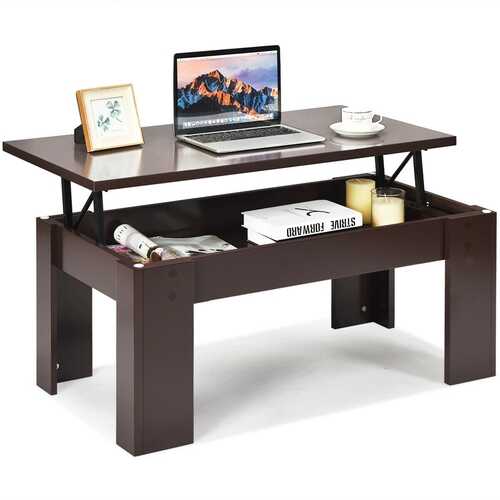 Lift Top Coffee Pop-UP Cocktail Table-Brown